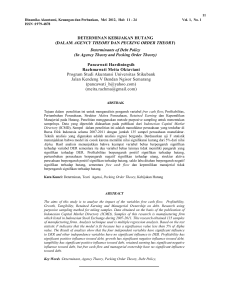 DETERMINAN KEBIJAKAN HUTANG (DALAM AGENCY THEORY