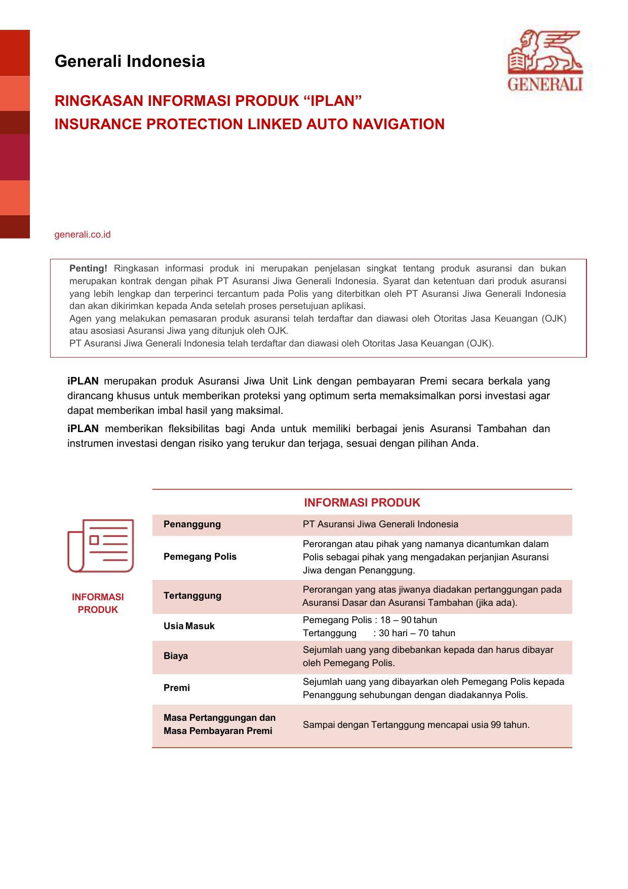 Ringkasan Informasi Produk Iplan