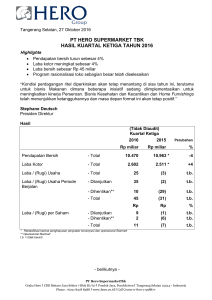 pt hero supermarket tbk hasil kuartal ketiga tahun 2016