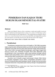 pemikiran dan kajian teori hukum islam menurutal-syatibi