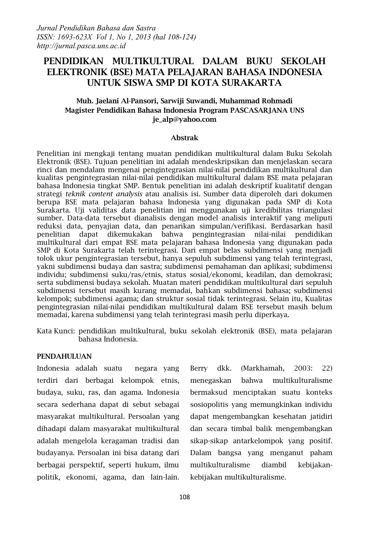 CONTOH ESSAY MENGENAI PENDIDIKAN MULTIKULTURALISME YANG DITERAPKAN DI