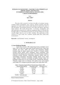 pendapatan konsumen : faktor utama permintaan kredit sepeda