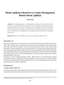 Model Aplikasi Client/Server Untuk Meringankan Beban Sistem