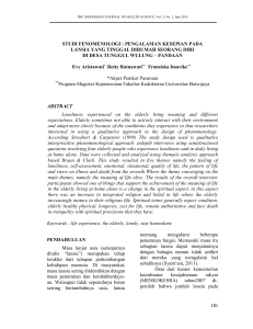 STUDI FENOMENOLOGI : PENGALAMAN