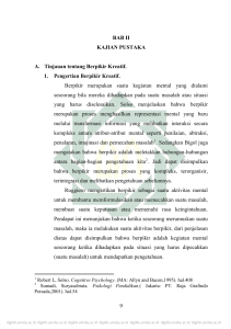 9 BAB II KAJIAN PUSTAKA A. Tinjauan tentang Berpikir Kreatif. 1