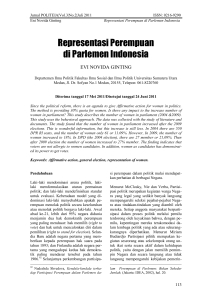 Representasi Perempuan di Parlemen Indonesia