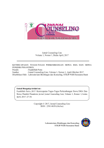 Jurnal Counseling Care Volume 1, Nomor 1, Bulan April, 2017