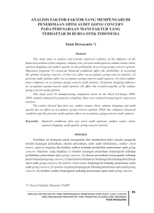 analisis faktor-faktor yang mempengaruhi penerimaan opini audit