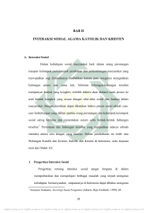 BAB II INTERAKSI SOSIAL AGAMA KATOLIK DAN KRISTEN