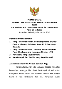 Pidato Menteri Perindustrian pada acara Forum Bisnis dan Investasi