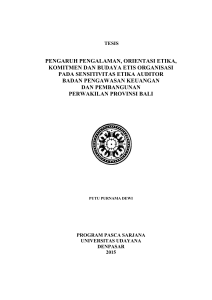 pengaruh pengalaman, orientasi etika, komitmen dan budaya etis