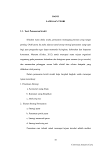 10 BAB II LANDASAN TEORI 2.1. Teori Pemasaran Kredit Didalam