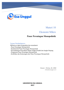 Materi 10 Ekonomi Mikro - Universitas Esa Unggul