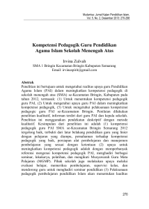 Kompetensi Pedagogik Guru Pendidikan Agama