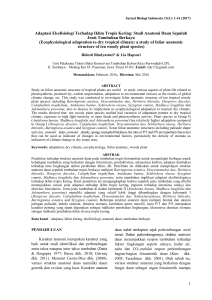 Adaptasi Ekofisiologi Terhadap Iklim Tropis Kering