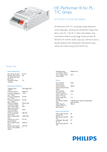 Product Leaflet: HF-P 218 PL-T/C III 220-240V 50/60Hz - Multi-Lite