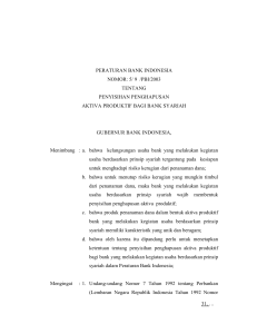 peraturan bank indonesia nomor: 5/ 9 /pbi/2003 tentang penyisihan