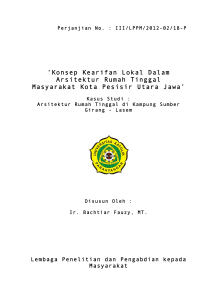 Konsep Kearifan Lokal Dalam Arsitektur Rumah Tinggal Masyarakat