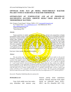 OPTIMASI SUHU DAN pH MEDIA PERTUMBUHAN BAKTERI