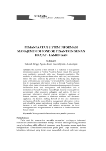 pemanfaatan sistem informasi manajemen di pondok