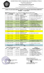 jadwal kuliah bms 1 program studi sarjana kedokteran ta