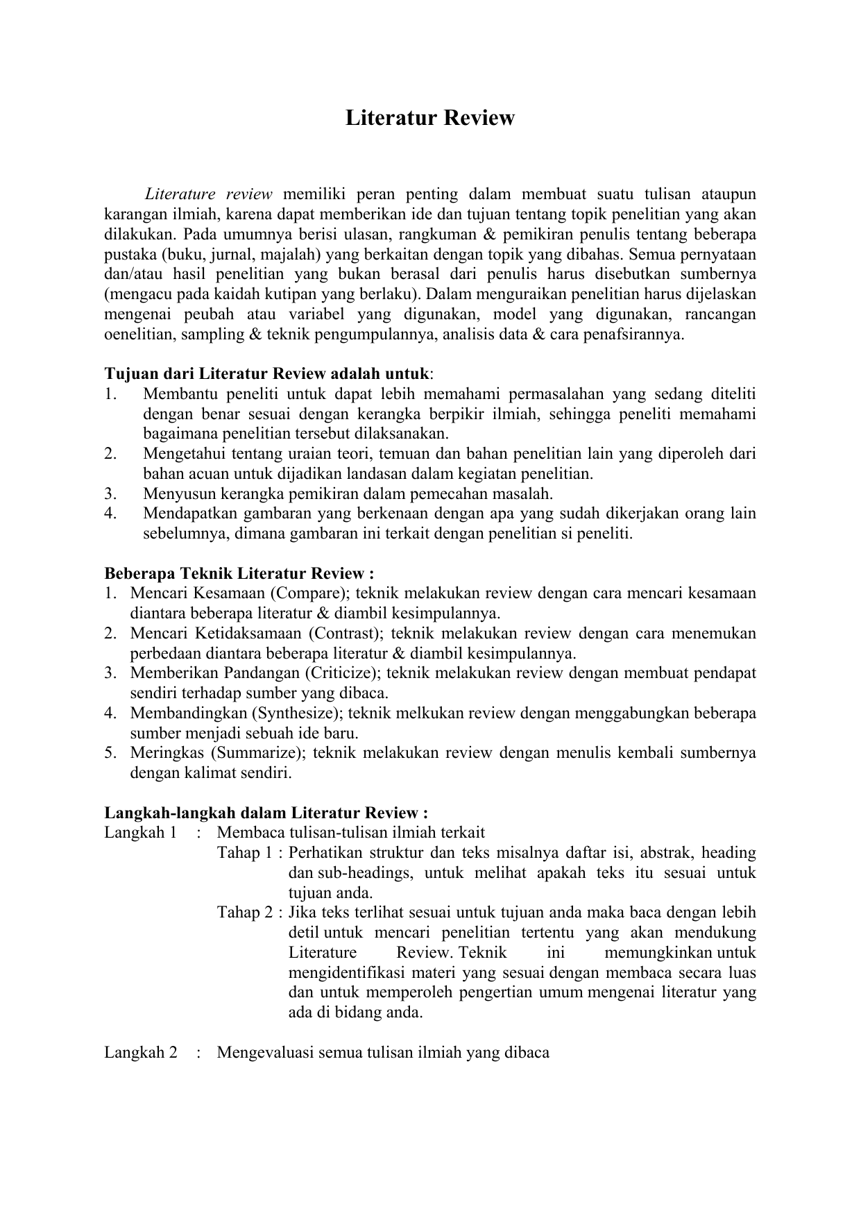metode literature review pdf