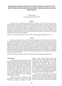 45 pengaruh variabel return on assets , return on equity, net profit