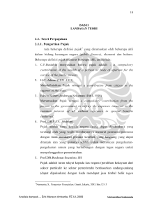 18 BAB II LANDASAN TEORI 2.1. Teori Perpajakan 2.1.1