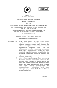 pengesahan perjanjian antara republik indonesia dan republik india