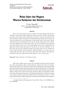 Relasi Islam dan Negara: Wacana Keislaman dan Keindonesiaan