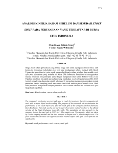 analisis kinerja saham sebelum dan sesudah stock split pada