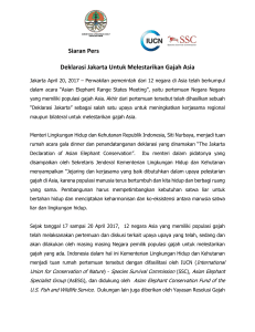 Siaran Pers Deklarasi Jakarta Untuk Melestarikan Gajah Asia