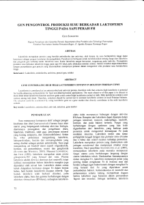 gen pengontrol produksi susu berkadar laktoferin tinggi pada sapi