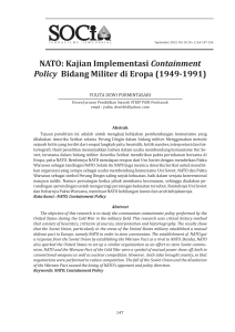 NATO: Kajian Implementasi Containment Policy Bidang Militer di