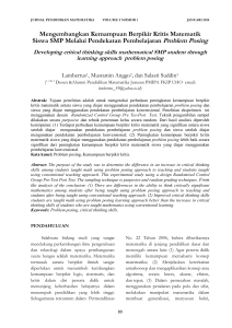Mengembangkan Kemampuan Berpikir Kritis Matematik Siswa SMP