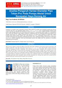 Analisa Pengaruh Variasi Diameter Pipa Tekan Pvc