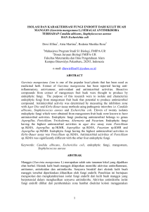 ISOLASI DAN KARAKTERISASI FUNGI ENDOFIT DARI KULIT