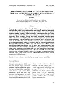 analisis pengaruh letak mixerhydrogen booster terhadap kualitas