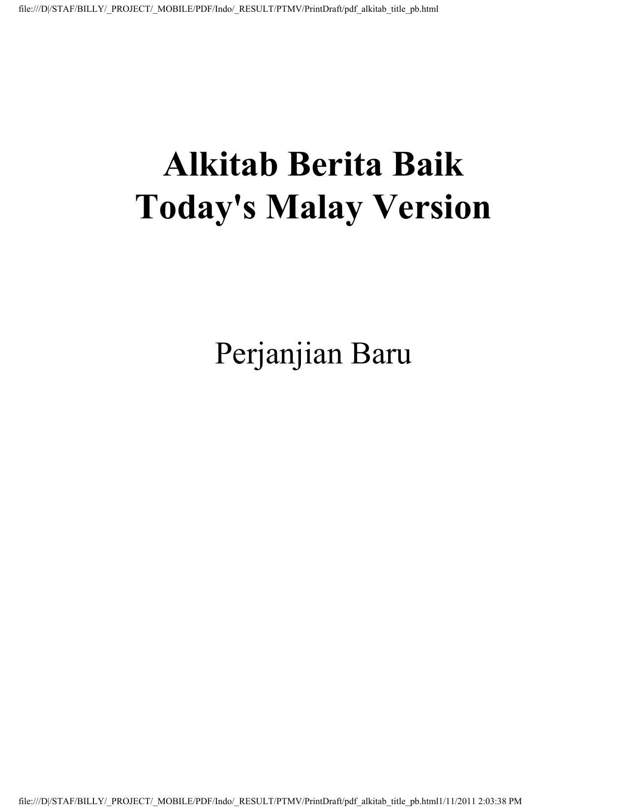 Alkitab Berita Baik Today S Malay Version