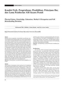 Kondisi Fisik, Pengetahuan, Pendidikan, Pekerjaan Ibu, dan