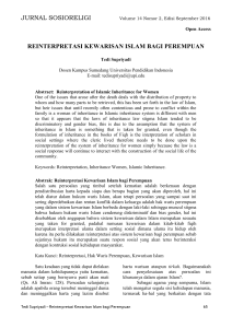 jurnal sosioreligi reinterpretasi kewarisan islam bagi