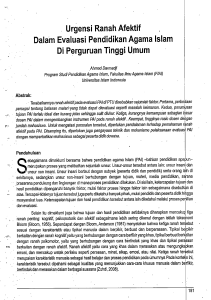 Urgensi Ranah Afektif Dalam Evaluasi Pendidikan Agama Islam Di