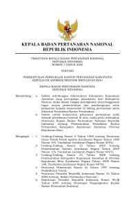 KEPALA BADAN PERTANAHAN NASIONAL REPUBLIK INDONESIA