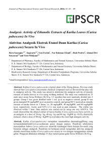 Analgesic Activity of Ethanolic Extracts of Karika Leaves (Carica