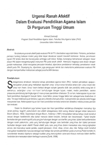 Urgensi Ranah Afektif Dalam Evaluasi Pendidikan Agama Islam di