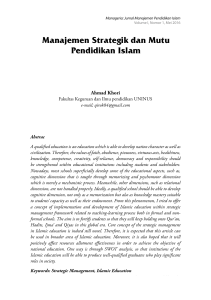 Manajemen Strategik dan Mutu Pendidikan Islam