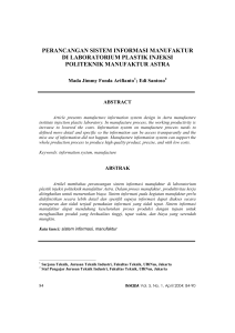 Perancangan Sistem Informasi Manufaktur di