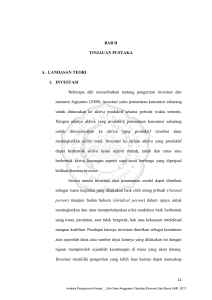 BAB II TINJAUAN PUSTAKA A. LANDASAN TEORI 1. INVESTASI
