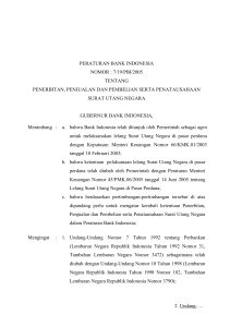 peraturan bank indonesia nomor : 7/19/pbi/2005 tentang penerbitan