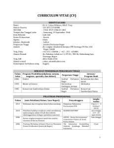 curriculum vitae (cv) - Balai Penelitian Kehutanan Makassar